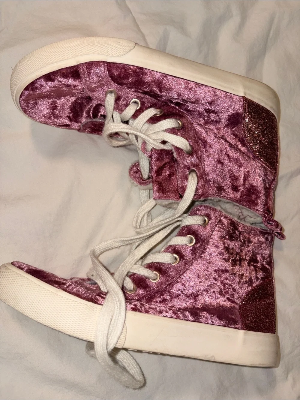 Cat & Jack Plush Velvet High-Top Sneakers in Mauve Pink